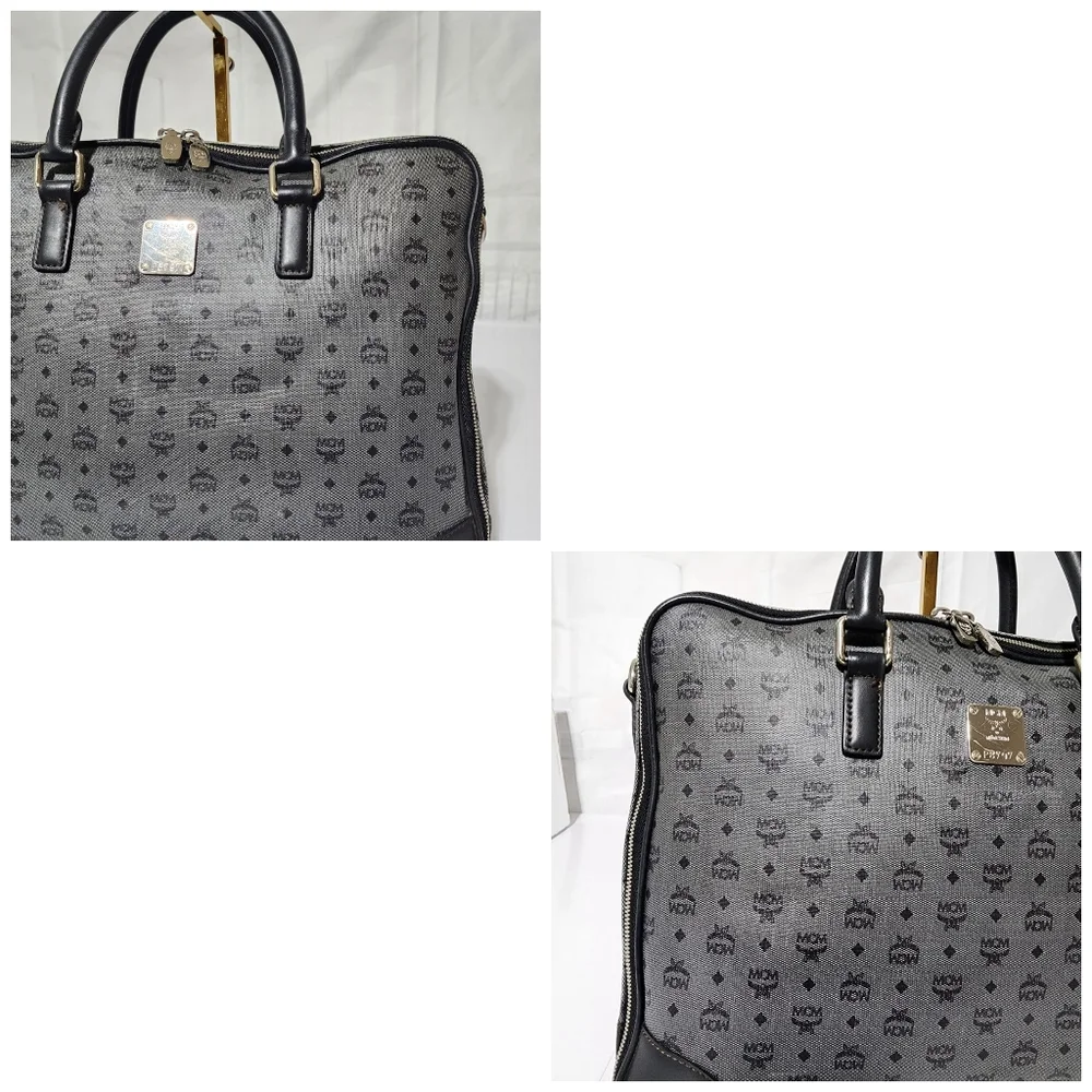 MCM Visetos Laptop Bag Grey/Black